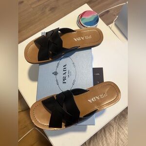 Prada Women's Calzature Donna Black Caged Leather Sandals-39